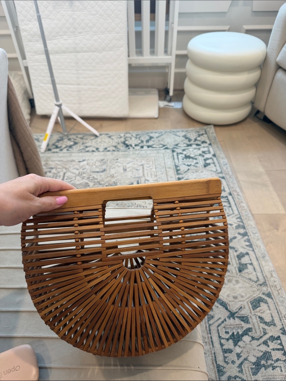 cult gaia bamboo arc clutch in natural brown
